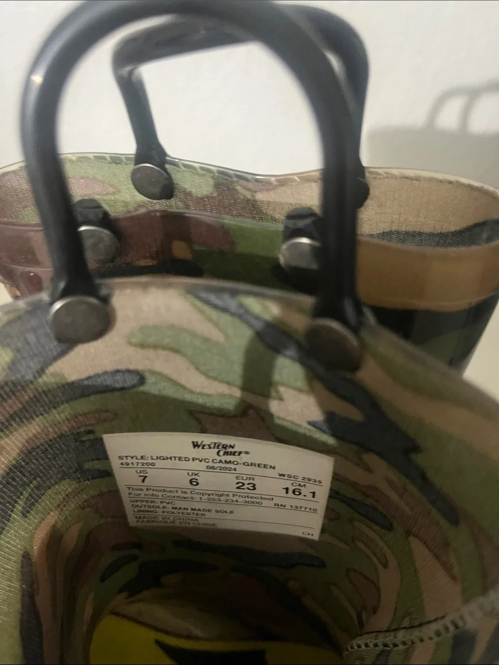 Western Chief Kid’s Boy’s Girl’s Light Up Camouflage Rain Boots Size 7